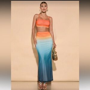 SHEIN Orange and Blue Gradient Two-Piece Set
